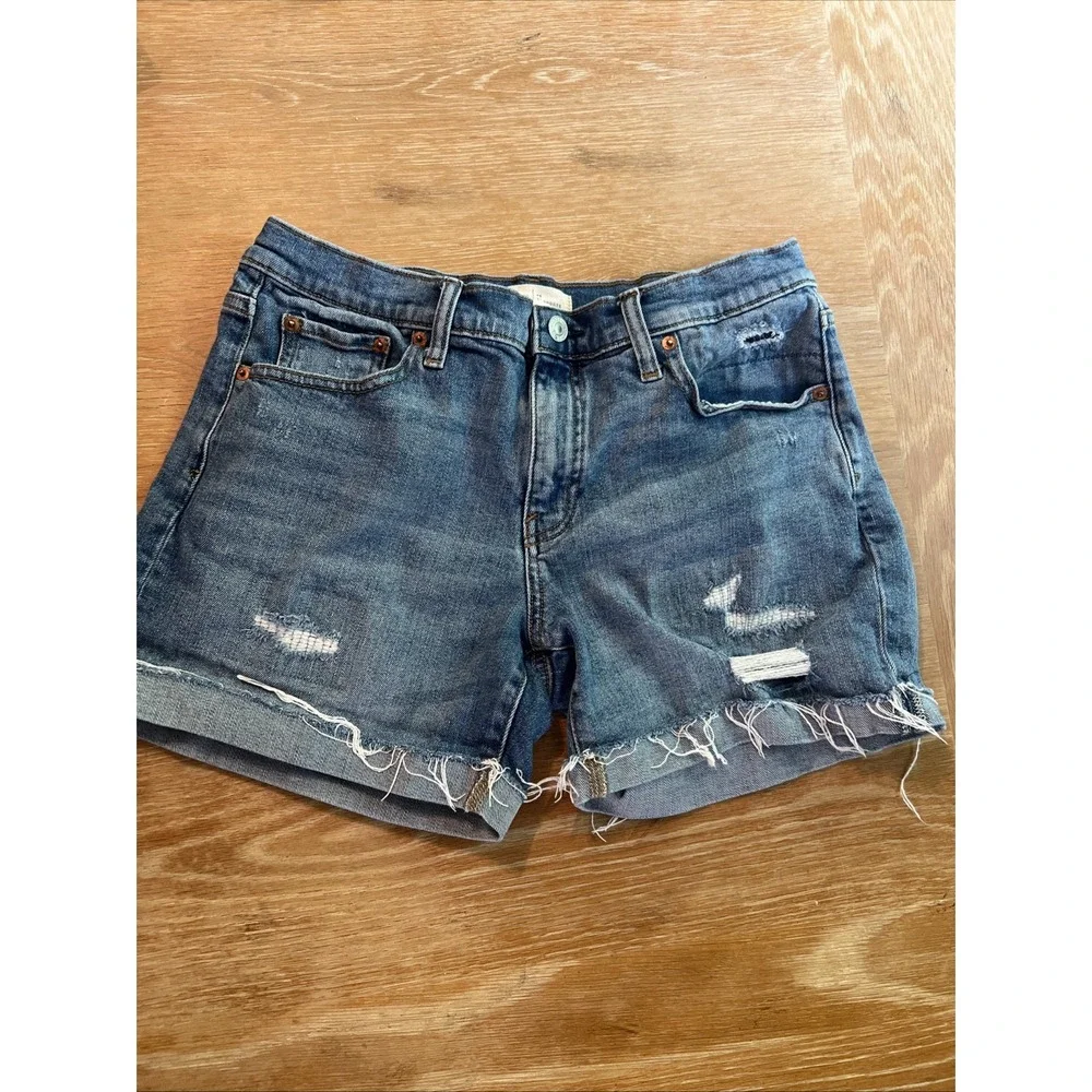 GAP Stretch Denim Rolled Cuff Distressed Shorts 29 - 5